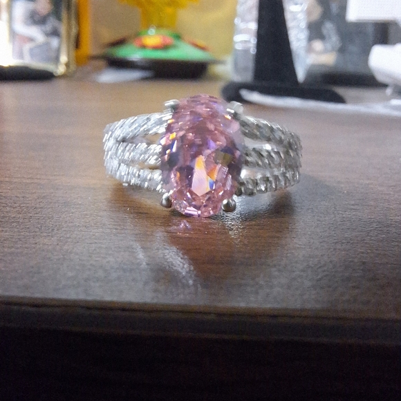 Swarovski Pink and Silver Sparkling Ring - Picture 6 of 13